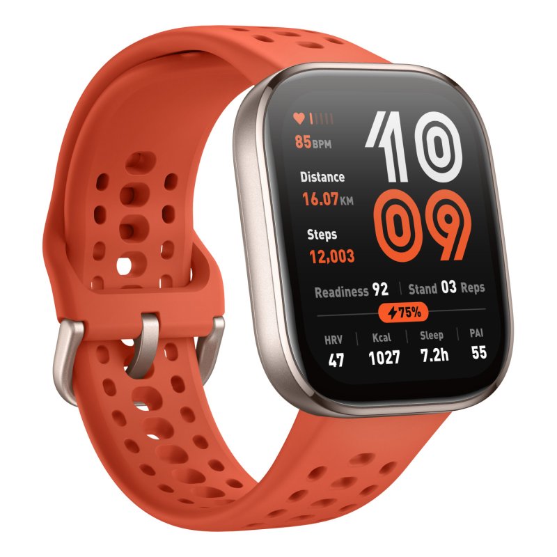 Amazfit Bip 6 Red 5 cm (1.97") AMOLED Numérique 390 x 450 pixels Écran tactile Or GPS (satellite)