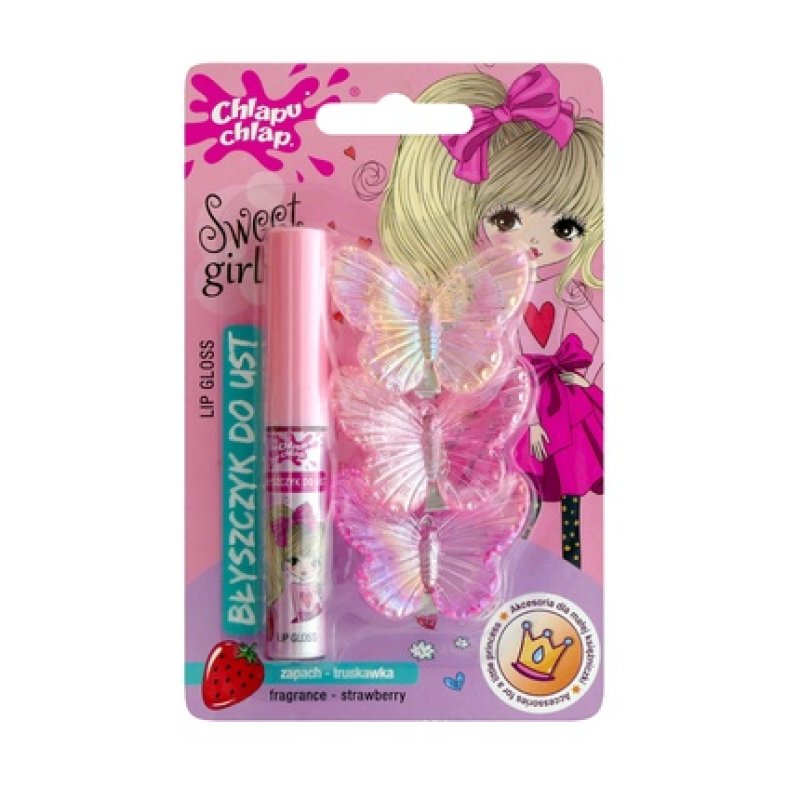 Chlapu Chlap Lip Gloss With Hair Clips Strawberry A Delightful Lip Gloss With A Fruity Flavor