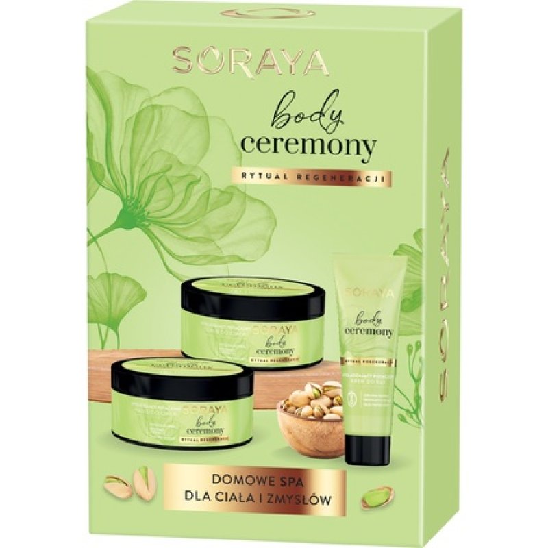 Soraya Body Ceremony Gift Set Pistachio Includes Body Scrub Body Butter And Hand Cream