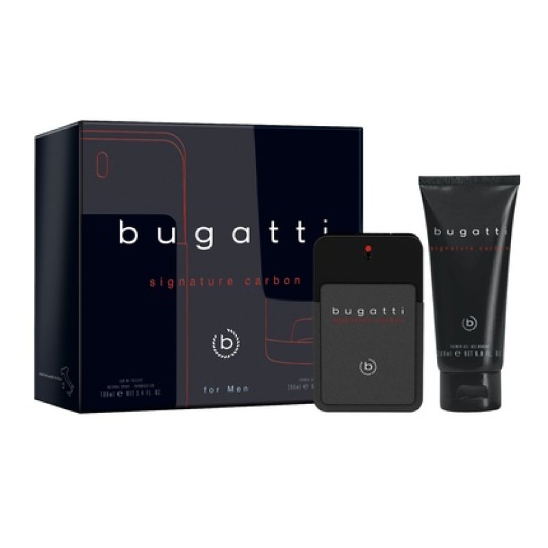 Sirowa Bugatti Men's Gift Set Signature Carbon Eau De Toilette 100ml Shower Gel 200ml