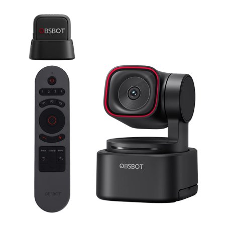 OBSBOT Tiny 3 Lite webcam with remote control and microphone
