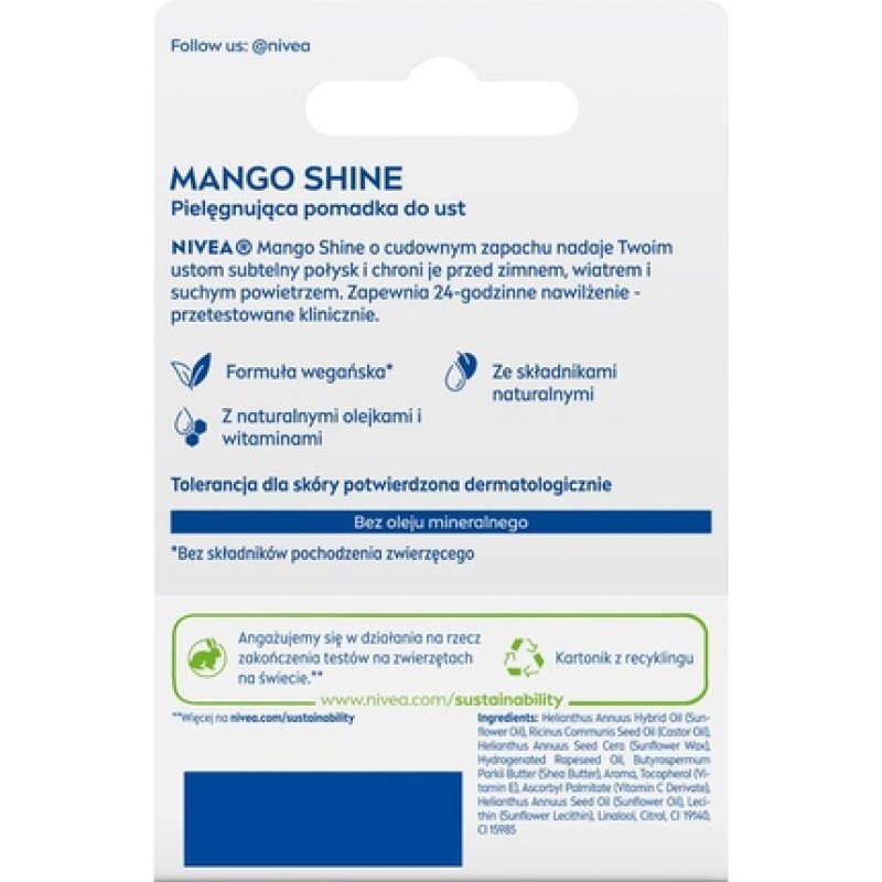 Nivea Lip Care Protective Lip Balm Hydro Mango Shine 48 G
