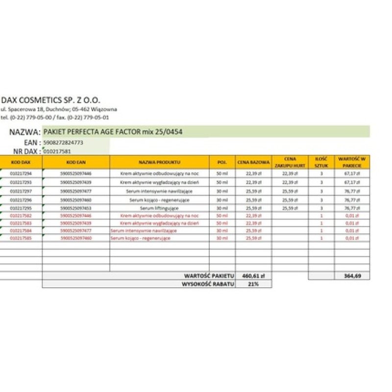 Dax Set 202509 Perfecta Age Factor Mix Cosmetics
