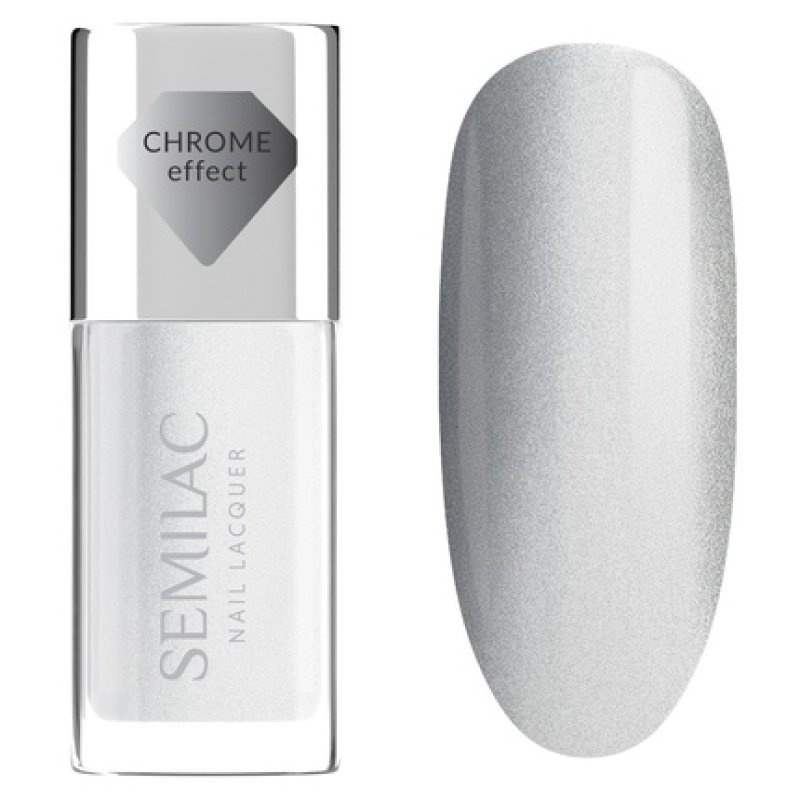 Semilac Nail Lacquer Classic Nail Polish 115 Silver Chrome 9 Ml