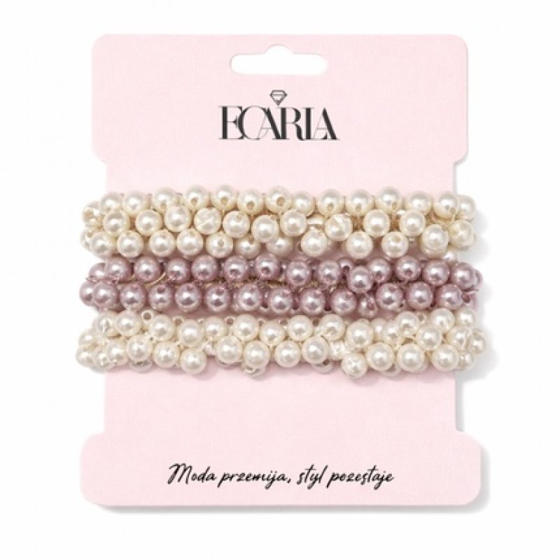 Ecarla Set Of 3 Hair Ties On Card Pearls Gum189