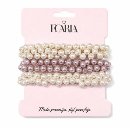 Ecarla Set Of 3 Hair Ties On Card Pearls Gum189