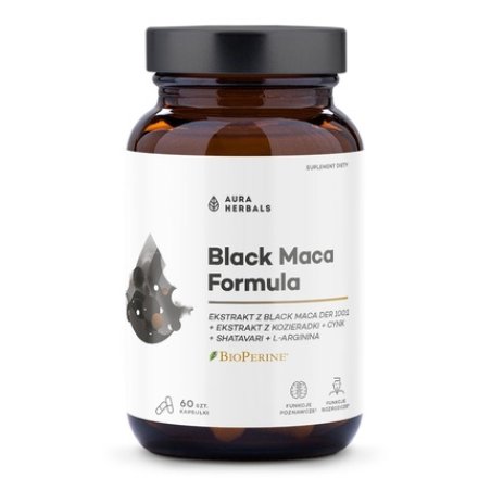 Aura Herbals Black Maca Formula Dietary Supplement Capsules 60 Pieces
