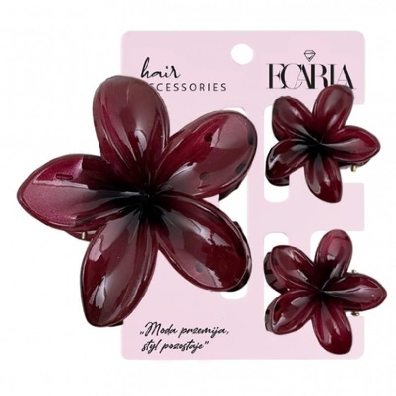 Ecarla Hair Clip Set 3 In 1 Ombre Flower Xl With 2 Mini Clips Sp429 3 Pcs