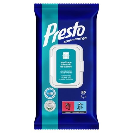 Harper Presto Clean And Go Moisturizing Wipes For Bathroom 55 Pieces