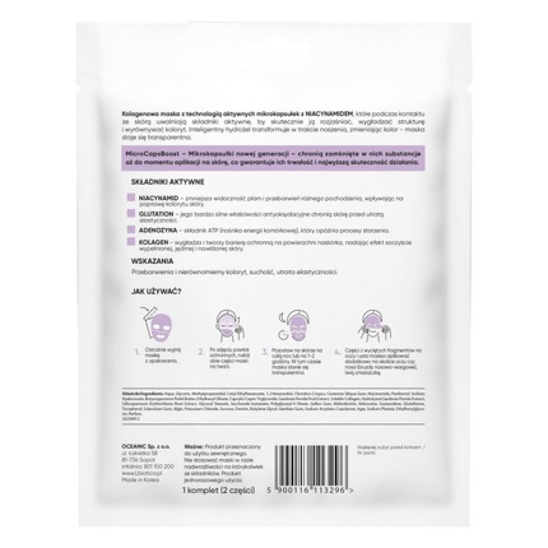 Lbiotica Transforming Hydrogel Collagen Mask With Niacinamide Brightening And Smoothing