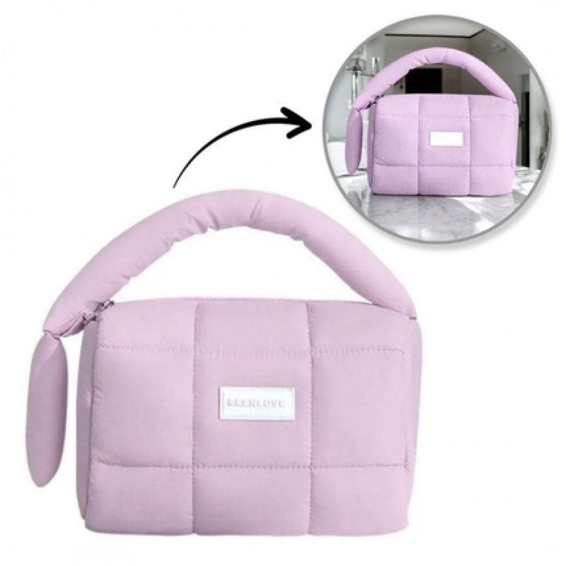 Ecarla Quilted Cosmetic Bag Purple Ks140fio 185 X 125 X 13 Cm