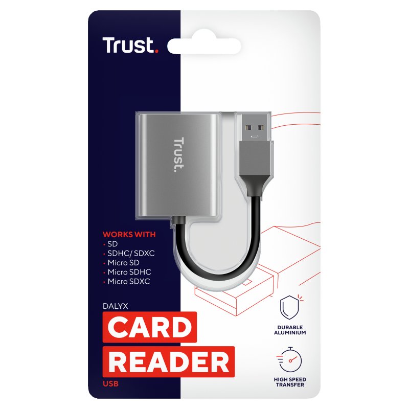 Trust Dalyx card reader USB 3.2 Gen 1 (3.1 Gen 1) Aluminium