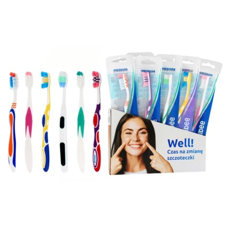 Wellbee Display Toothbrushes For Adults Mix Of 15 Pieces
