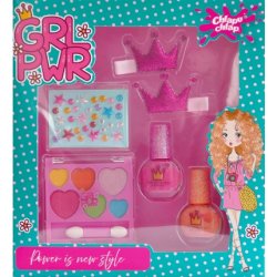 Chlapu Chlap Girl Power Children's Set With Nail Polishes Hair Clips Eyeshadow Palette And Decorations