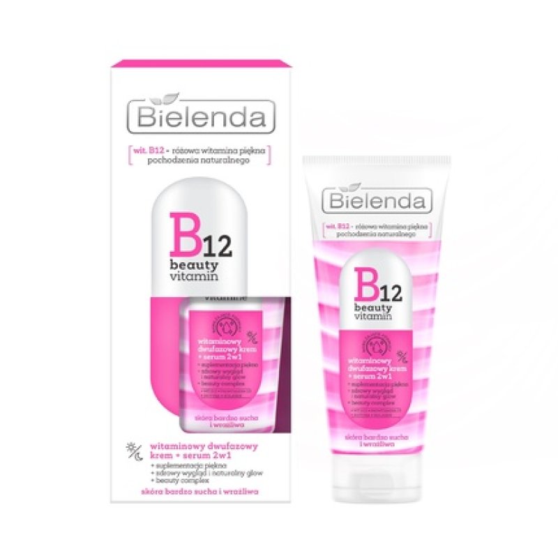 Bielenda B12 Beauty Vitamin Twophase Cream Serum 2 In 1 For Day And Night 45g