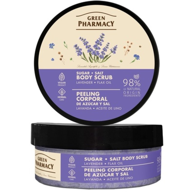 Elfa Pharm Green Pharmacy Sugar And Salt Body Scrub Lavender Flaxseed Oil 200 Ml