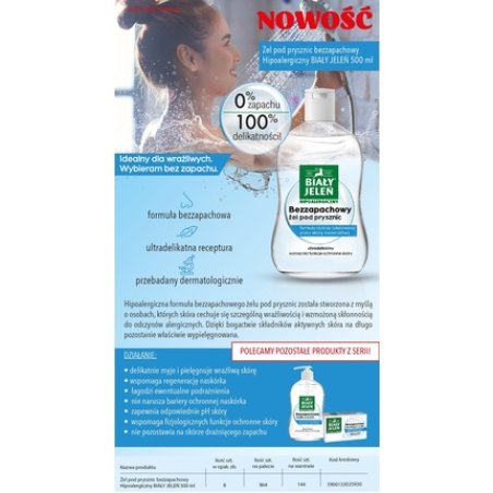 Pollena White Stag Hypoallergenic Fragrancefree Shower Gel 500 Ml