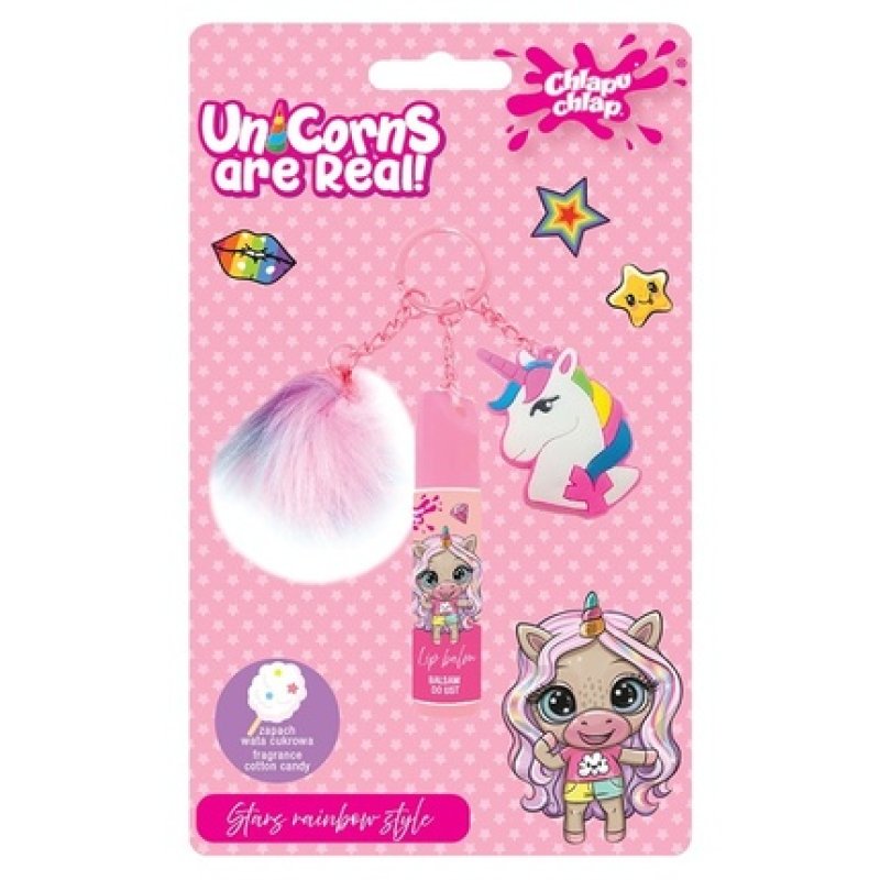 Chlapu Chlap Lip Balm With Unicorn Keychain Cotton Candy 35 G