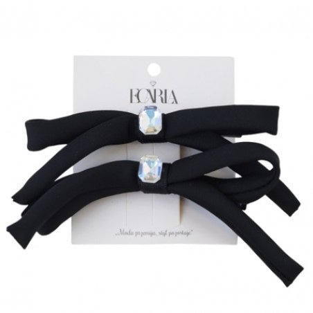 Ecarla Hair Clips Sp339 Black Bows With Crystal 2 Pcs