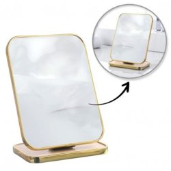 Ecarla Standing Wooden Cosmetic Mirror Rectangular Gold Frame L19