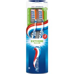 Gsk Aquafresh Extreme Clean Toothbrush Medium Average Duo 2 Pieces Mix Of Colors