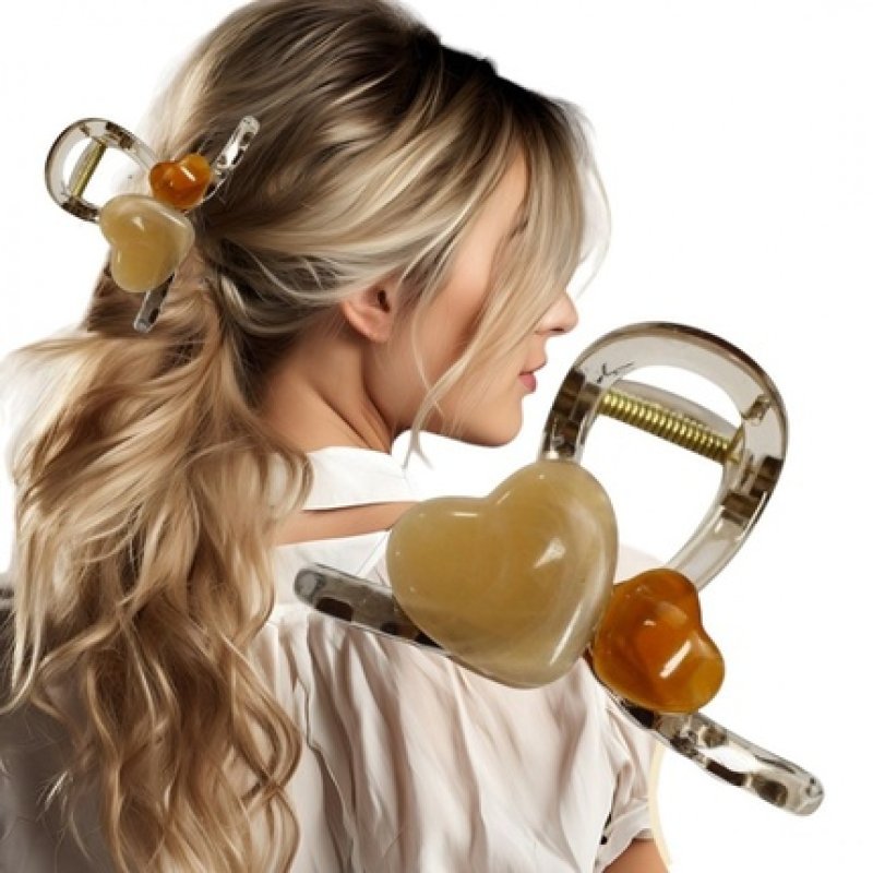 Ecarla Hair Clip Xl Transparent Hearts 8x6cm Sp376