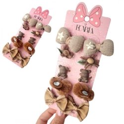 Ecarla Set Of Hair Ties 10 In 1 With Bunny Bow 10 Pieces