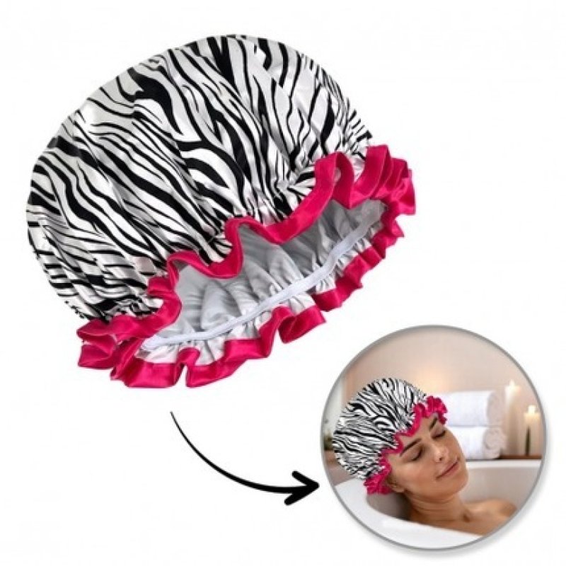 Ecarla Waterproof Hair Protection Shower Cap For Sleeping Zebra Kcz02