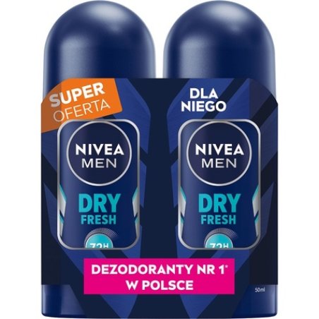 Nivea Men Antiperspirant Rollon Dry Fresh Duo 2x50 Ml