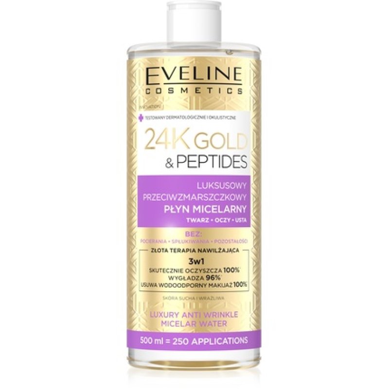 Eveline 24k Gold & Peptides Luxury Antiwrinkle Micellar Liquid 3 In 1 500 Ml