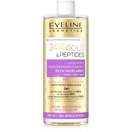 Eveline 24k Gold & Peptides Luxury Antiwrinkle Micellar Liquid 3 In 1 500 Ml
