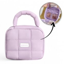 Ecarla Women's Cosmetic Bag Quilted Case With Handle Purple Ks139fio
