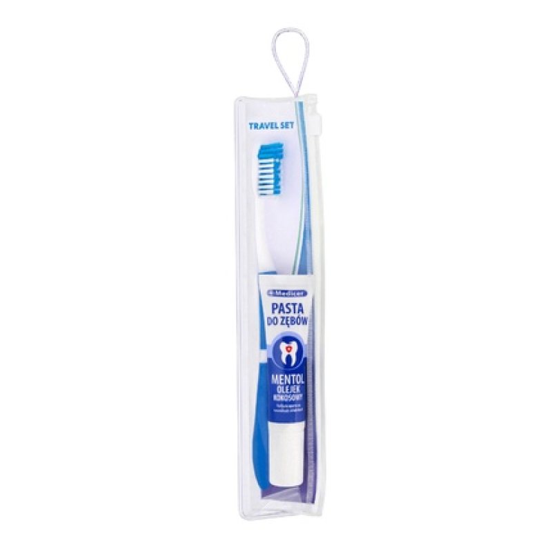Wellbee Travel Set Adult Toothbrush Medium Toothpaste