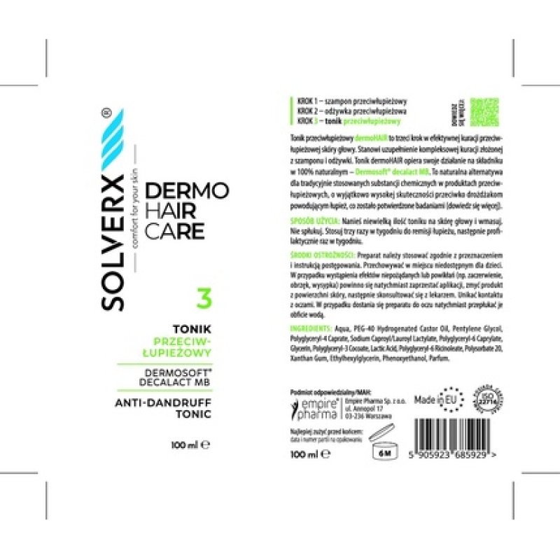 Solverx Dermo Hair Tonic Antidandruff Liquid 100ml