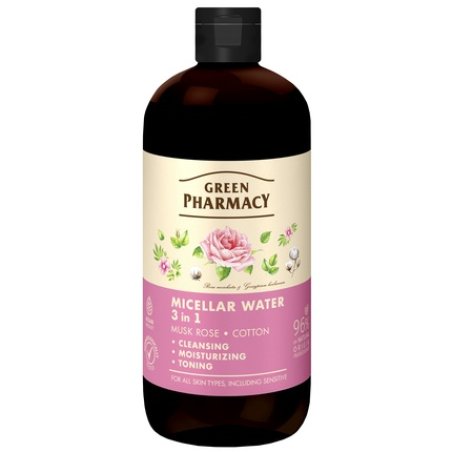 Elfa Pharm Green Pharmacy Micellar Water 3 In 1 Musk Rose And Cotton 500 Ml