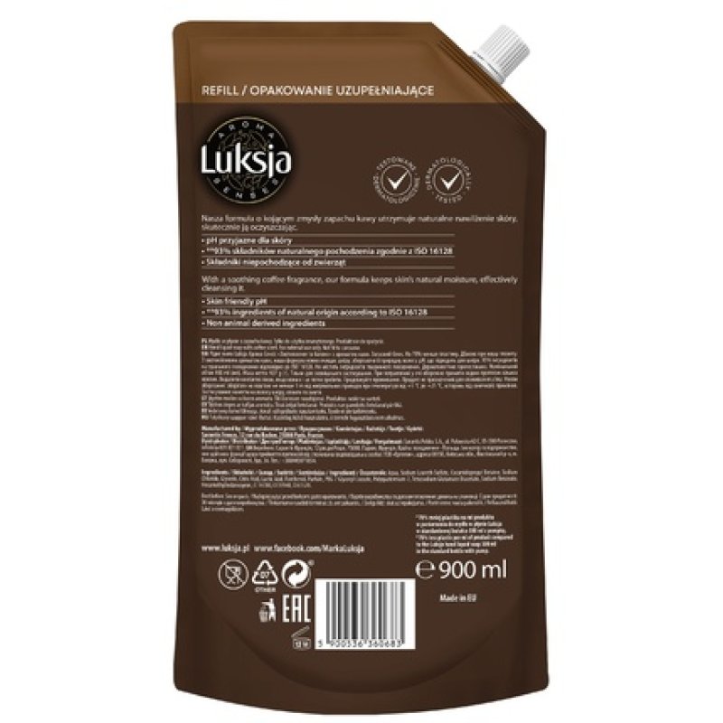 Sarantis Luksja Aroma Senses Mind Balancing Liquid Soap With Coffee Scent Refill 900 Ml