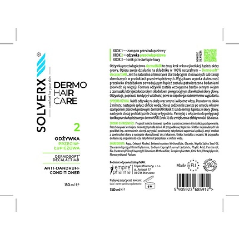 Solverx Dermo Hair Antidandruff Conditioner 150 Ml