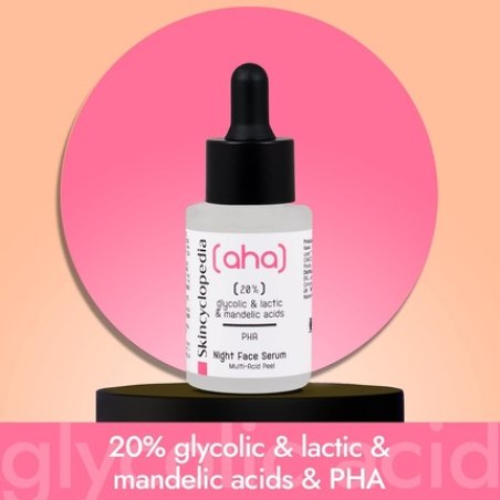 Skincyclopedia AHA Exfoliating Night Serum with 20% Lactic, Glycolic and Mandelic Acid and PHA - Chemical Peel Solution