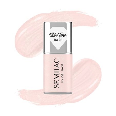 Semilac Skin Tone Base For Hybrid Nail Polishes Semitransparent Glitter Rose 7 Ml