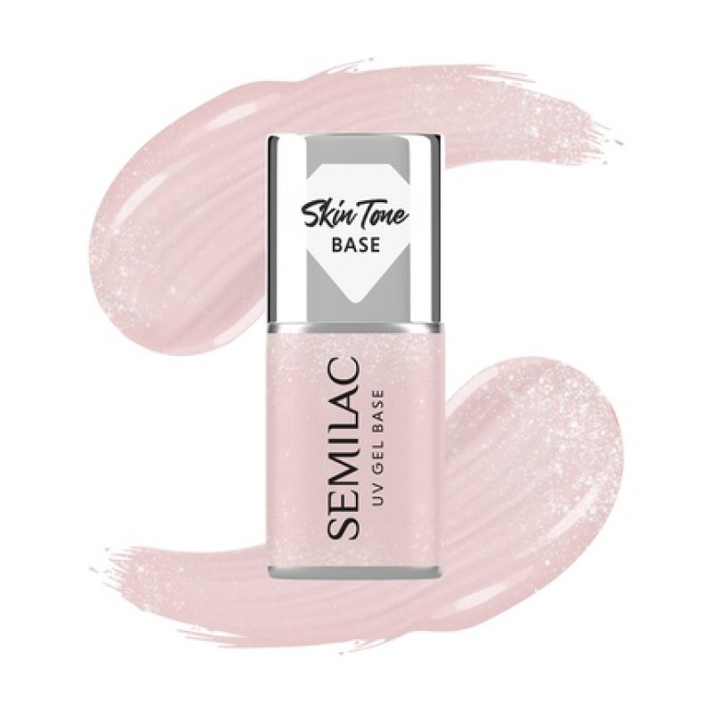 Semilac Skin Tone Base For Hybrid Nail Polishes Semitransparent Glitter Beige 7 Ml