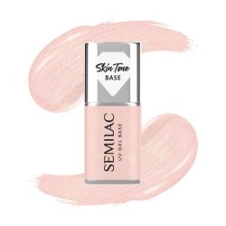 Semilac Skin Tone Base For Hybrid Nail Polishes Semitransparent Glitter Peach 7 Ml