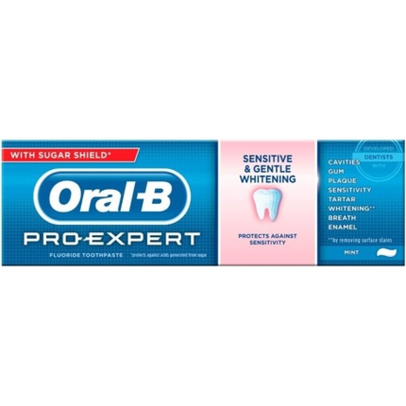 Oral B Pro-Expert Sensitive Gentle Whitening Antibacterial Fluoride Toothpaste Mint 75ml
