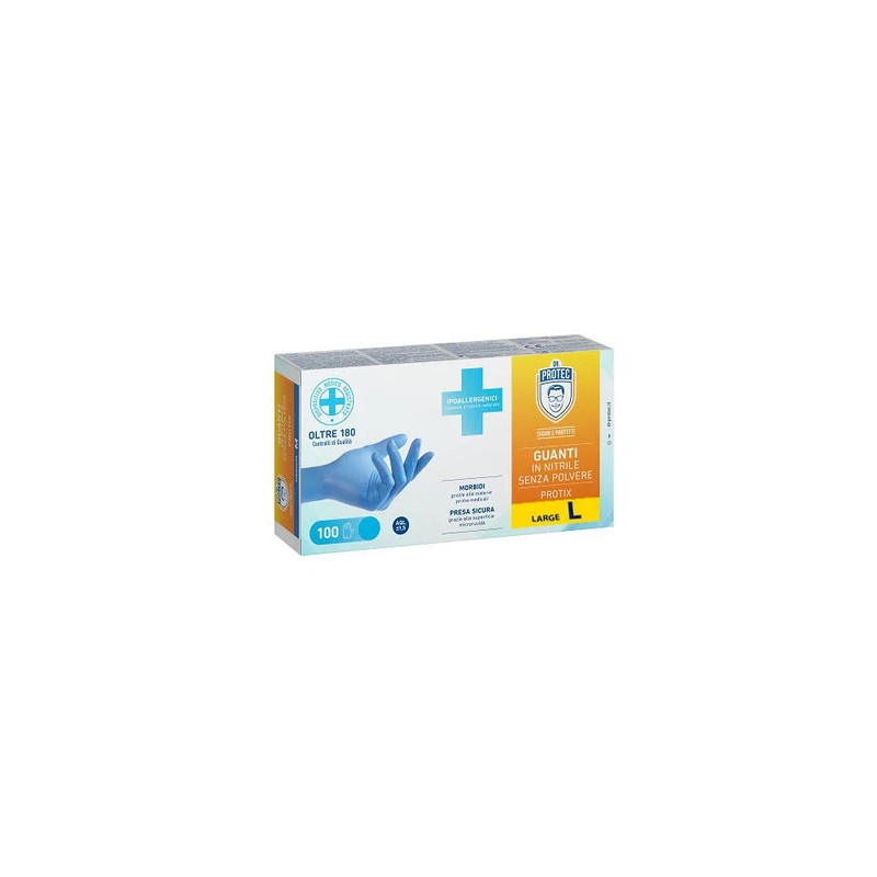 Guanti Protec Nitrile Gloves 100 Pieces Without Polymer Blue
