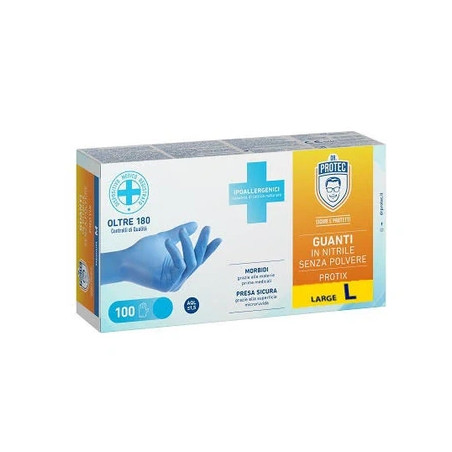 Guanti Protec Nitrile Gloves 100 Pieces Without Polymer Blue