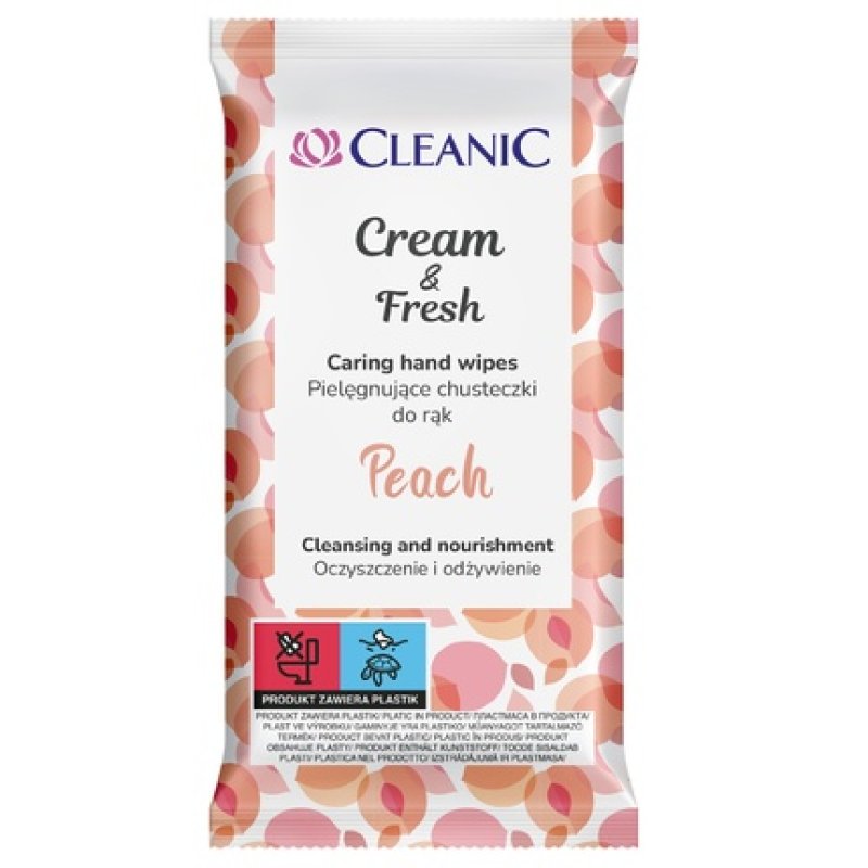 Harper Cleanic Moisturizing Hand Wipes Cream & Fresh Peach 1 Pack Of 15 Pieces