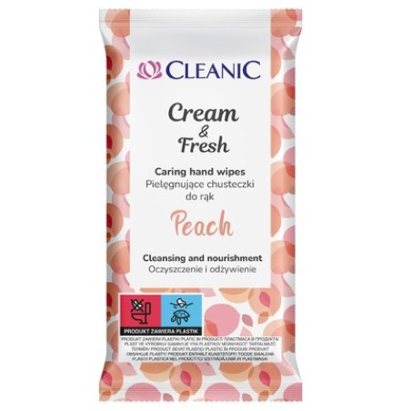 Harper Cleanic Moisturizing Hand Wipes Cream & Fresh Peach 1 Pack Of 15 Pieces