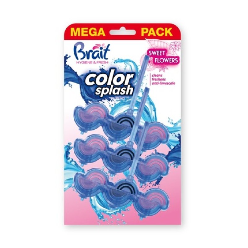 Dramers Brait Color Splash Toilet Cube Sweet Flower 3 X 45 Grams