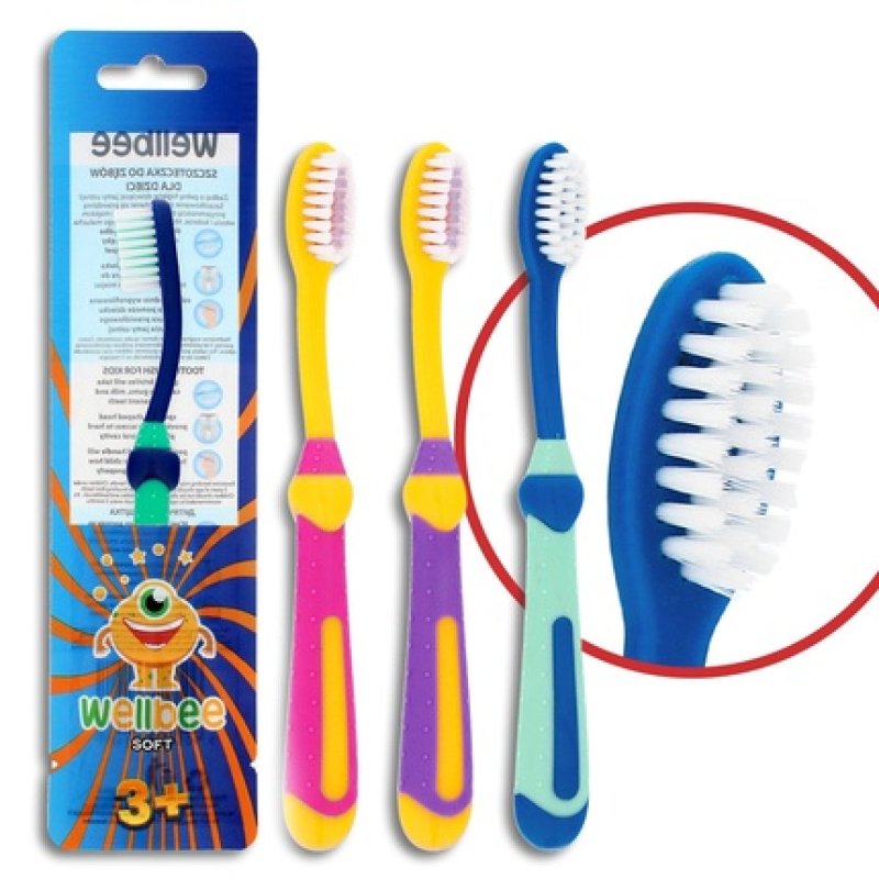 Wellbee Kids Toothbrush 3 Soft Mixed Colors 1 Piece