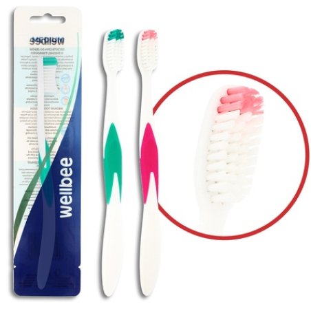 Wellbee Toothbrush For Adults With Medium Hardness Mixed Colors
