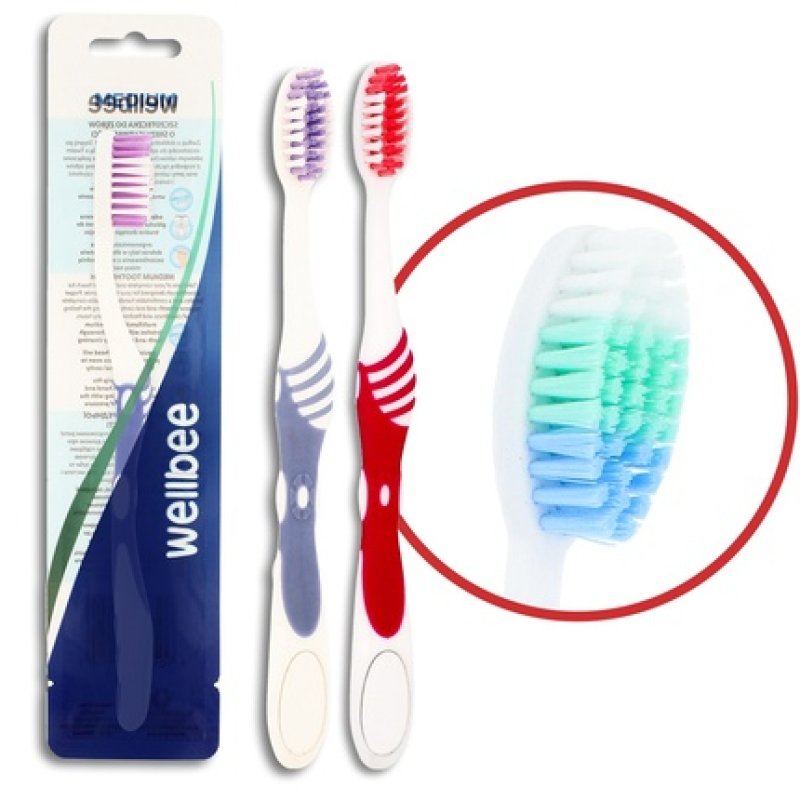 Wellbee Toothbrush For Adults With Medium Hardness Mixed Colors